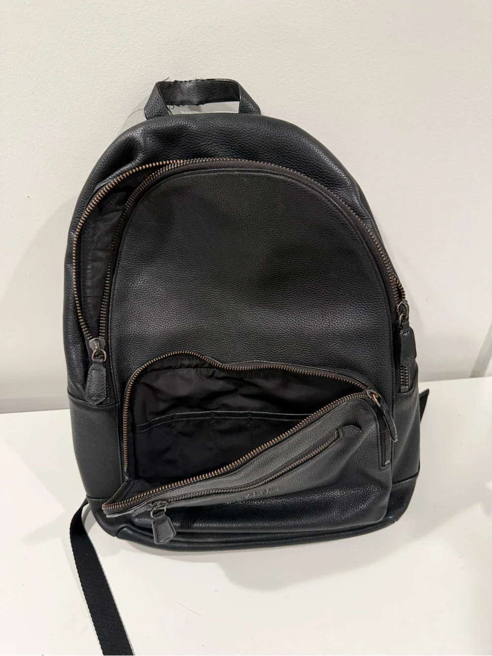 Men’s Polo Ralph Lauren black leather backpack